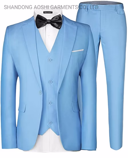 Aoshi masculino 3 peças terno de casamento elegante cor sólida botão único ajuste fino botão único casaco de festa colete calças terno